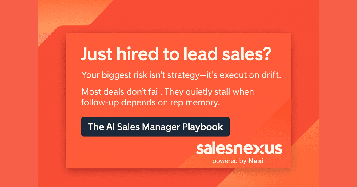 SalesNexus Releases the AI Sales Manager Playbook to Help Sales Leaders Fix Revenue Leakage and Improve Rep Performance