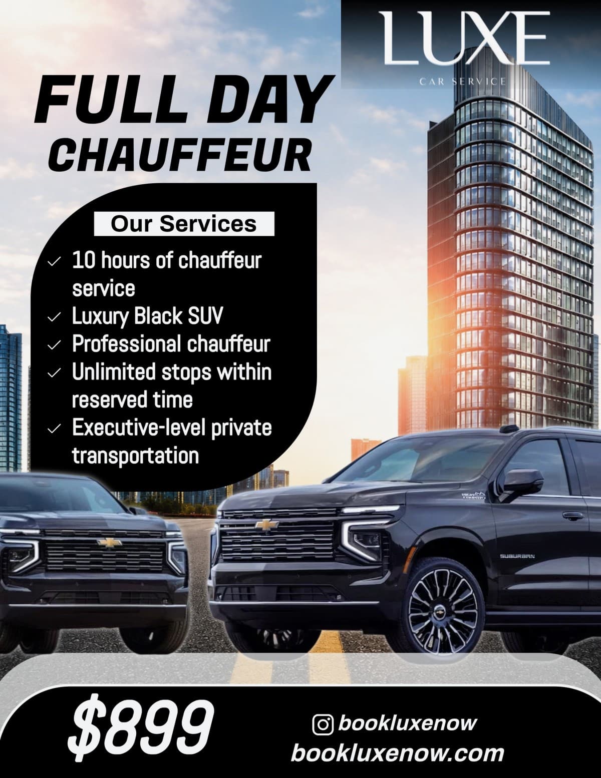 Luxe Car Service Launches $899 Flat-Rate 10-Hour Corporate Chauffeur Package