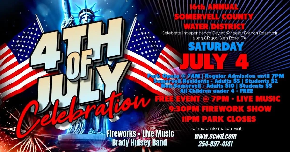 Glen Rose Celebrates Summer with July 4th Fireworks and Reckless Kelly Concert